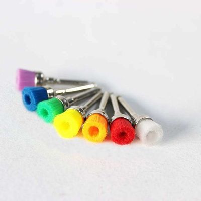 OEM Dental Cleaning Prophy Brush Cup Shape Soft Colorful Nylon Latch Style Handle